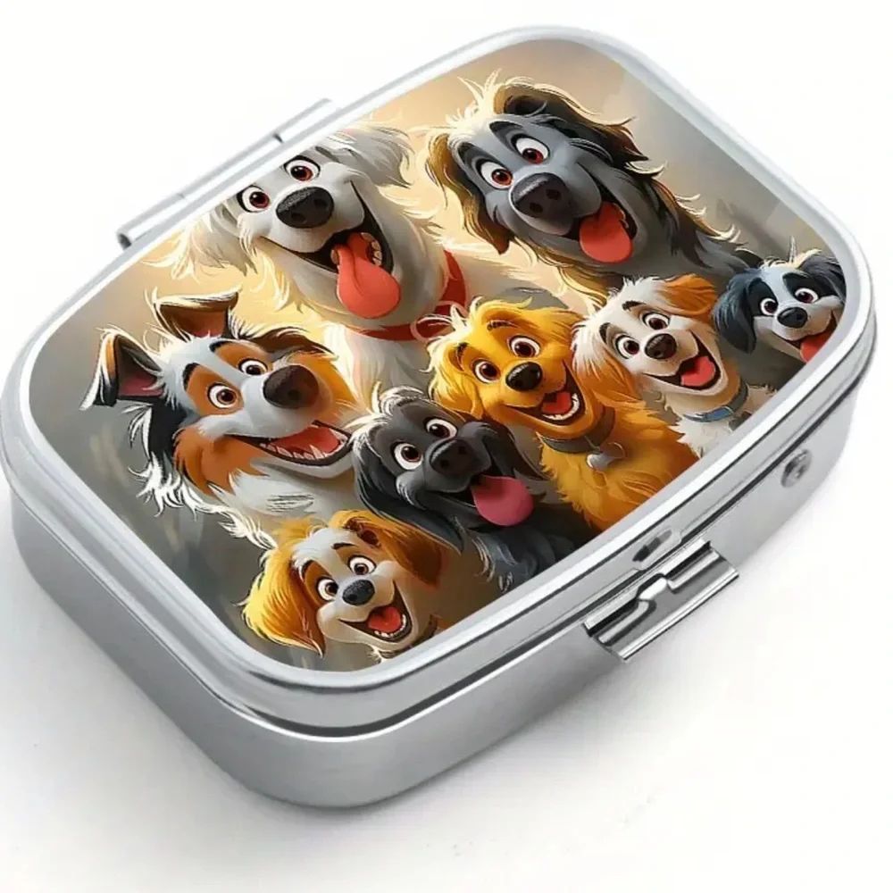 NEW| Cute Pill Box Happy Dogs Theme Portable Pill Case Medicine Organizer
